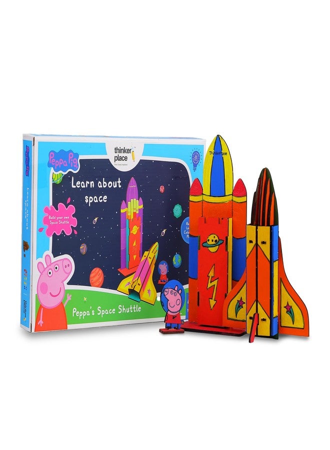 ThinkerPlace لعبة حامل أقلام على شكل مكوك فضائي من ثينكر بليس (بيبا بيج) | ابنِ، لوّن، والعب بمكوك فضائي ممتع | لعبة تعليمية في مجالات العلوم والتكنولوجيا والهندسة والرياضيات للأطفال من عمر 3 إلى 5 سنوات فما فوق | لعبة علمية وتعليمية - Image 1